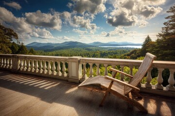Fototapeta premium Luxurious balcony overlooking a scenic landscape