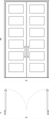 Detailed Architectural Drawing of Modern Double Interior Doors. 7