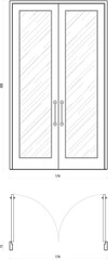 Detailed Architectural Drawing of Modern Double Interior Doors. 10