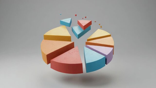Colorful 3 d animated pie chart illustration