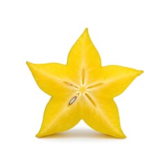 Fototapeta premium Sliced Star Fruit on White, Showing Seed Details