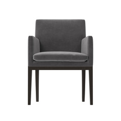 Front View of Dark Grey Armchair Isolated