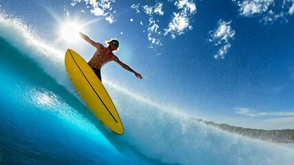 Surfer riding a wave