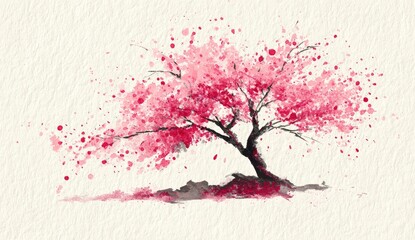 Watercolor cherry blossom tree (1)
