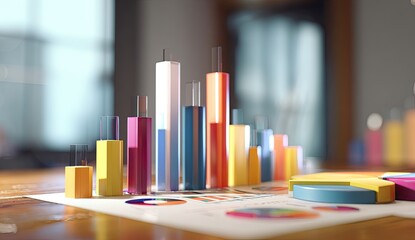 Colorful graphic representations of data on a table