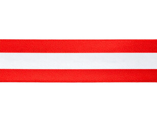 straight horizontal red and white ribbon isolated on white background
