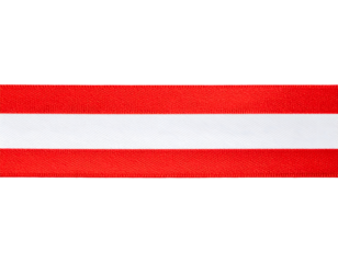 straight horizontal red and white ribbon isolated on white background