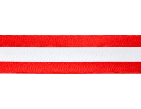 straight horizontal red and white ribbon isolated on white background