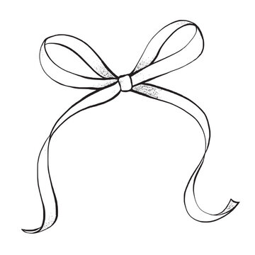 Ribbon bow, drawing invector graphic style. Great for gift design, christmas decorations, festive cards, holiday packaging, wedding decor, celebration projects and scrapbooking.