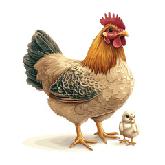 Fototapeta premium a chicken with a tiny chicken