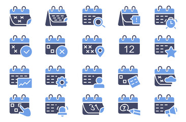 Calendar event icon. Collection of editable date schedule reminder icons, appointment meeting agenda organization symbols. Vector calendars set