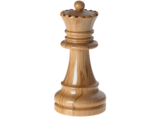 Elegant light wood queen chess piece classic royal gaming token for strategy logic and competitive board games isolated on transparent background