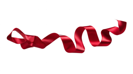 A red ribbon is shown in a white background