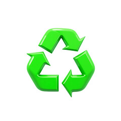 Green recycle icon isolated on transparent