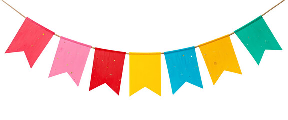 Decorative colorful blank party bunting on transparent png