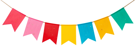 Decorative colorful blank party bunting on transparent png