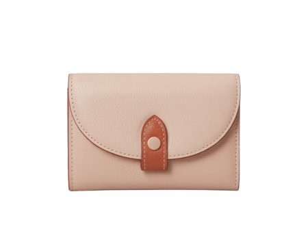 Elegant light pink leather coin purse with a simple button closure