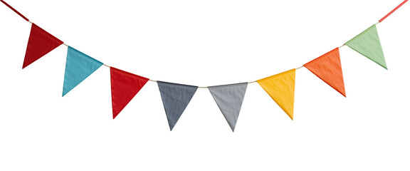 Obraz premium Decorative colorful blank party bunting on transparent png