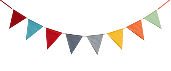 Decorative colorful blank party bunting on transparent png