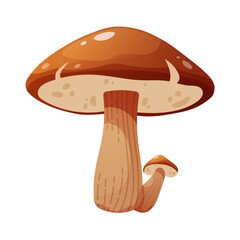 Birch mushroom on white background. Cartoon gradient vector, autumn mushroom illustration.