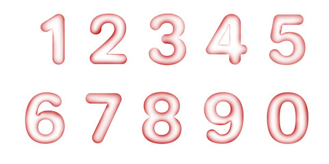 Modern UI red numbers Set with Transparency