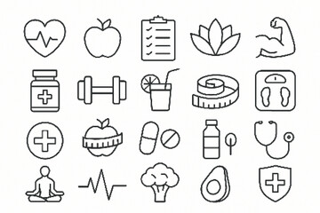 Health and wellness icons fitness medical