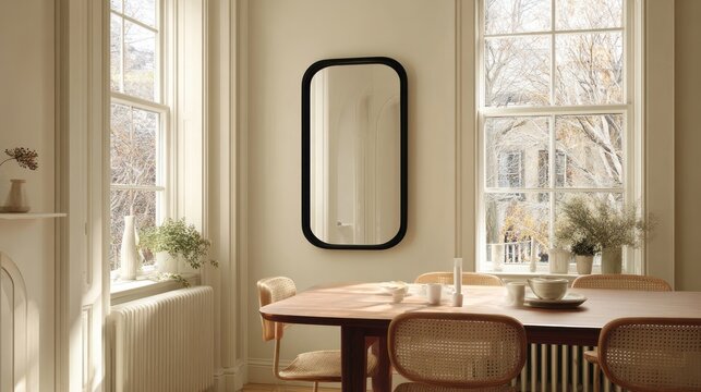 Cozy dining room with mirror - Powered by Adobe