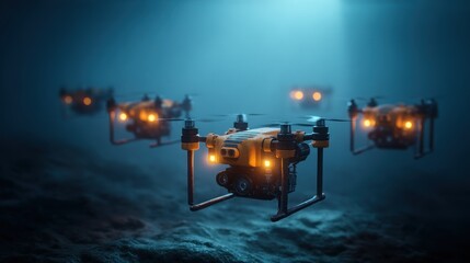 Underwater drones in a dark ocean