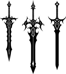 Fantasy Gothic Sword Silhouette Set vector