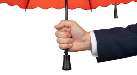 Isolated Hand Holding a Red Umbrella