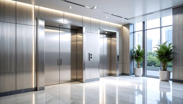 Modern office elevator lobby (1)