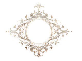 A gold and white frame with a floral design