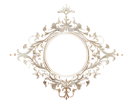 A gold and white frame with a floral design