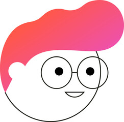 Boy with red hair and glasses icon with soft color gradient. Back to school abstract vector illustrations series.