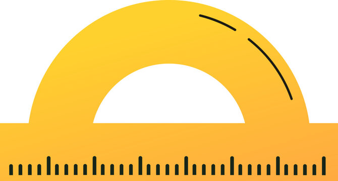 Yellow protractor icon with soft color gradient. Back to school abstract vector illustrations series.