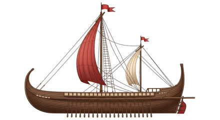 Isolated Ancient Greek Ship