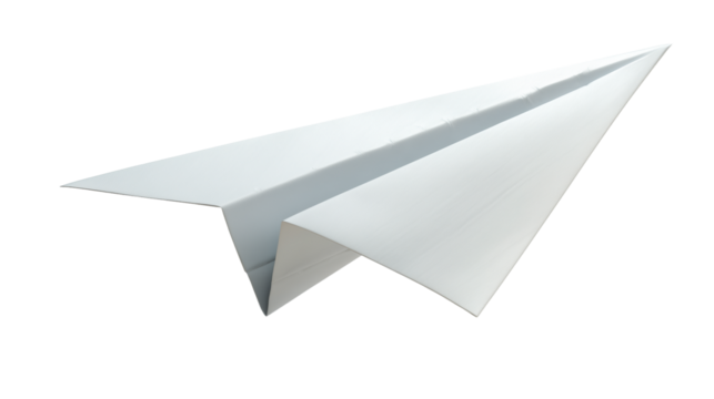white paper plane isolated on transparent background