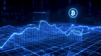 Digital representation of cryptocurrency market trends with Bitcoin symbol and data visualization - Powered by Adobe