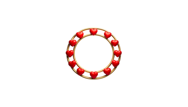 Shiny red heart shaped bead necklace on white backgroun