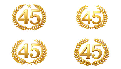 Golden laurel wreath icon isolated on white background