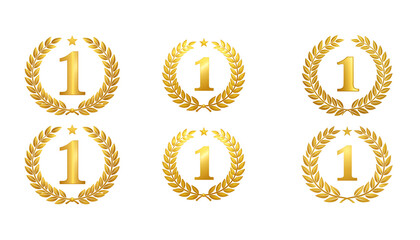 Golden laurel wreath icon isolated on white background