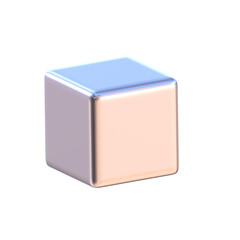 3D Metallic Box Shape, Futuristic Element , 3D Chrome Cube, Metallic Box Shape Design