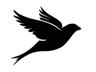 silhouette illustration of a finch logo in flight. Vector Illustration