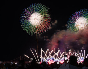 Spectacular Fireworks Light Up the Night Sky In Busan, Korea.