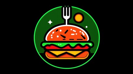 Fototapeta premium Colorful, outlined illustration of a delicious burger.