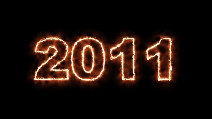 video animation - abstract fire of the numbers 2011 - represents the new year - motion animation - happy new year concept - Powered by Adobe
