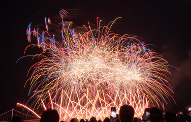 Spectacular Fireworks Light Up the Night Sky In Busan, Korea.
