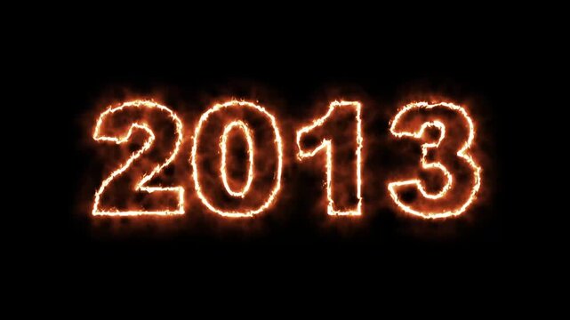 video animation - abstract fire of the numbers 2013 - represents the new year - motion animation - happy new year concept
