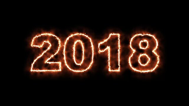 video animation - abstract fire of the numbers 2018 - represents the new year - motion animation - happy new year concept