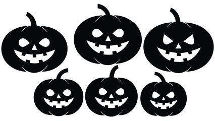 Fototapeta premium Halloween Pumpkin Icons A Set of Diverse Carved Pumpkin Designs